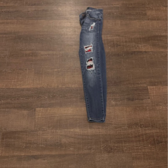 Judy Blue Jeans Womens Blue Skinny Buffalo Plaid Distressed Stretch Denim Size 3 - Picture 3 of 5